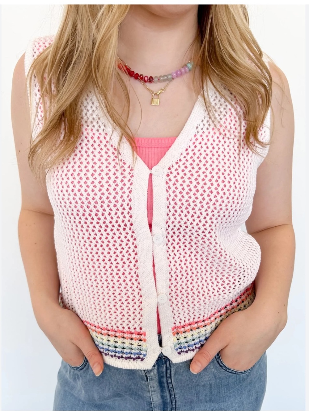 Abercrombie & Fitch for The Trevor Project Pride Knit Crochet Vest